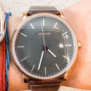 Skagen Women's Stainless Steel and Leather Watch